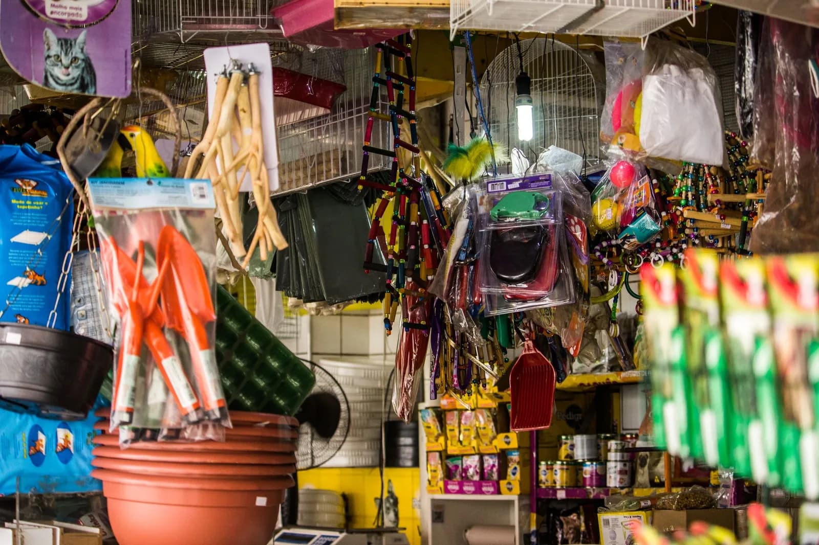Animalerie avec ses rayons et ses produits