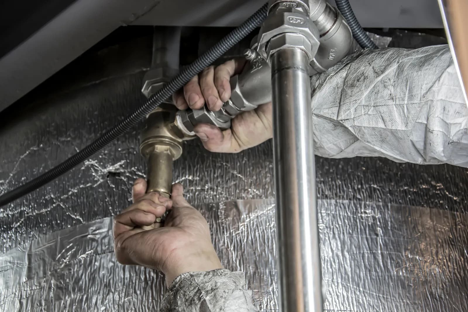Technician working on a residential installation